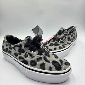 Vans Authentic Platform Fuzzy Snow Leopard Faux Fur Sneakers Grey VN0A3AV8RSP